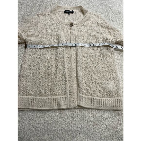 Jones New York Wool Mohair Blend Cardigan Sweater Womens Large Open Knit Ivory - Picture 2 of 10